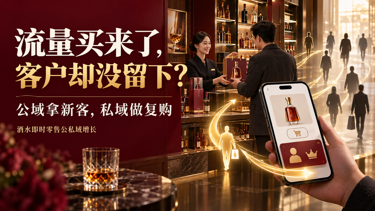 酒水即时零售公私域增长:公域拿新客, 私域做复购